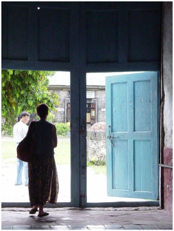 Loboc Cathedral's blue door, Bohol, Philippines 2003